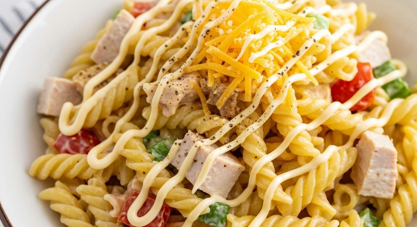 Recette de salade de tortis au poulet et fromage