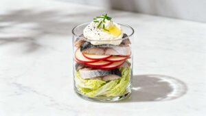 Recette Verrines Légères : endives, pomme Rouge et Hareng