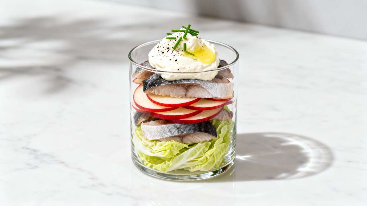 Recette Verrines Légères : endives, pomme Rouge et Hareng