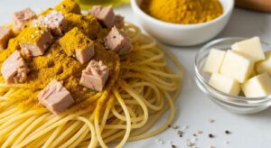 Recette de spaghetti au thon, curry et fromage frais