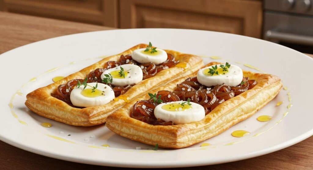 Tartine feuilletée aux oignons et fromage frais : recette savoureuse