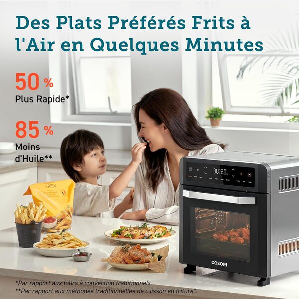 COSORI Air Fryer Mini Four 12L, Friteuse sans Huile 1800w, Fonctions 11 en 1 avec Airfryer, Déshydrater, Réchauffer et KeepWarm, Friteuse Electrique Inclusifve Livre de Reccetes et 6 Accessoires