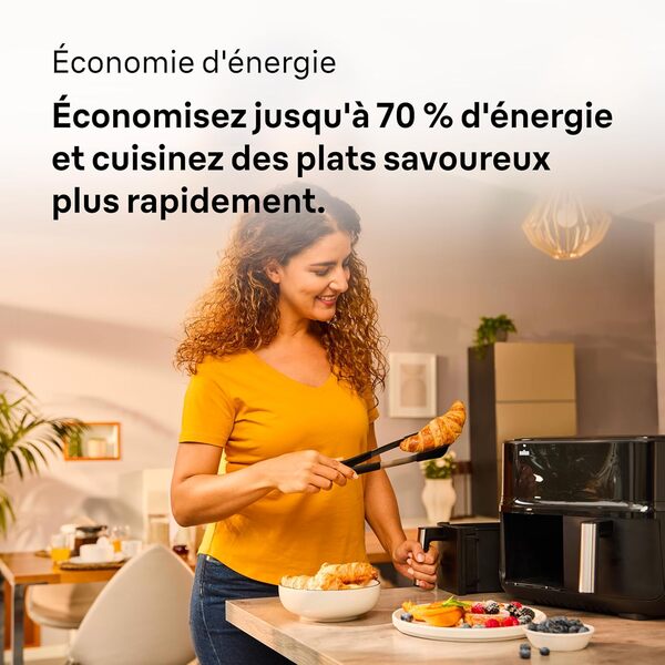 Braun TwinCook 3 TD3030IBK, AirFryer à double bacs, Capacité 8L, Cuisson Séparée, Contrôle de Température Numérique 80-200°, Technologie RealAir, Fonction Sync, 8 Préréglages, 2850W, Noir