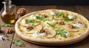 Pizza blanche au fromage bleu, poire et noix : recette gourmande