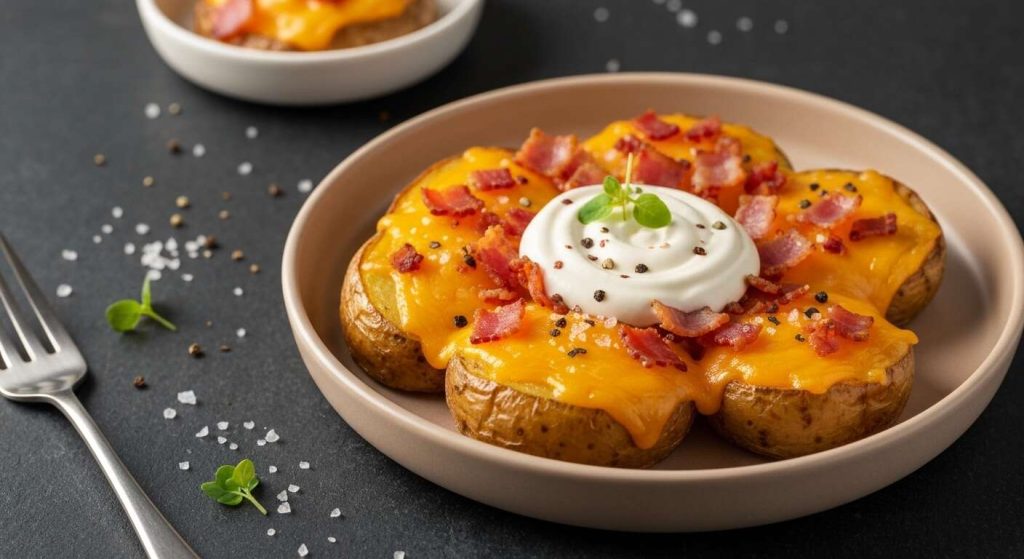 Pommes de terre au cheddar et lardons : recette savoureuse