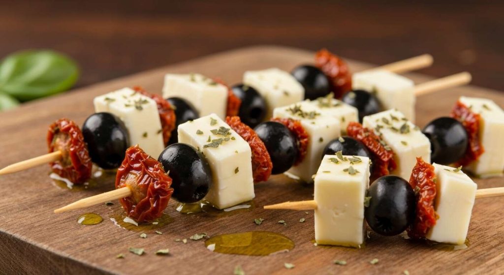 Brochettes apéritives au fromage de brebis : recette savoureuse