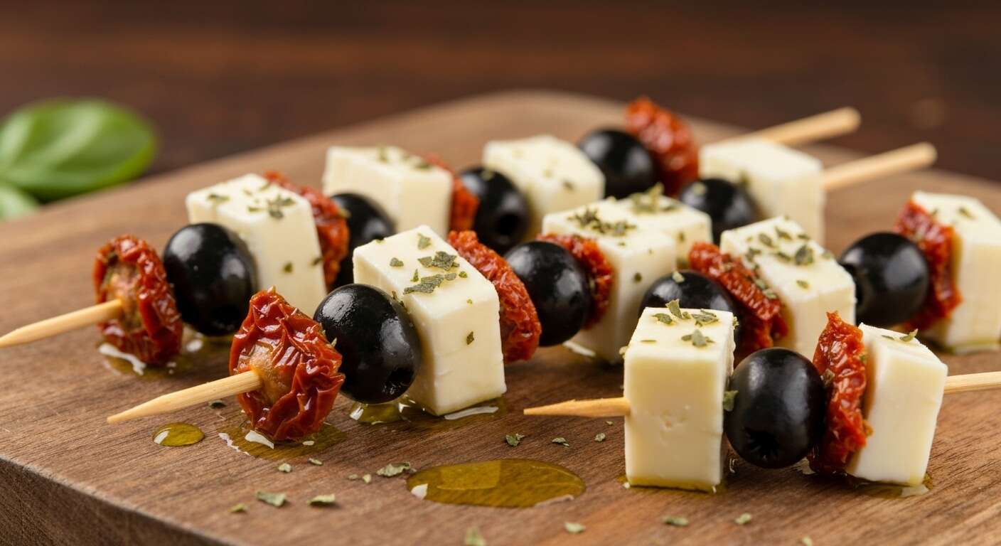 Brochettes apéritives au fromage de brebis : recette savoureuse