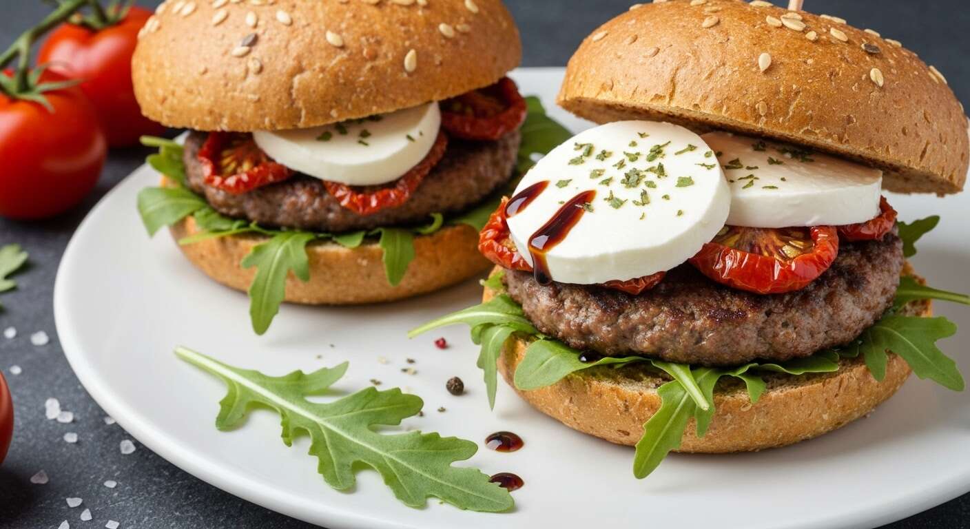 Burger léger tomate mozzarella roquette : recette saine et gourmande