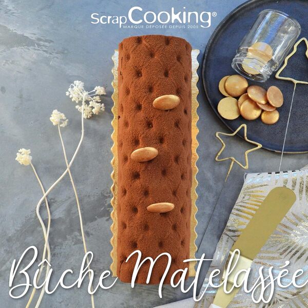 ScrapCooking - Kit Bûche de Noël Matelassée - Avec Moule & Insert - Accessoires Pâtisserie Dessert de Noël - Avec Recette Bûche 3 Chocolats - Fabriqué en France - 1924