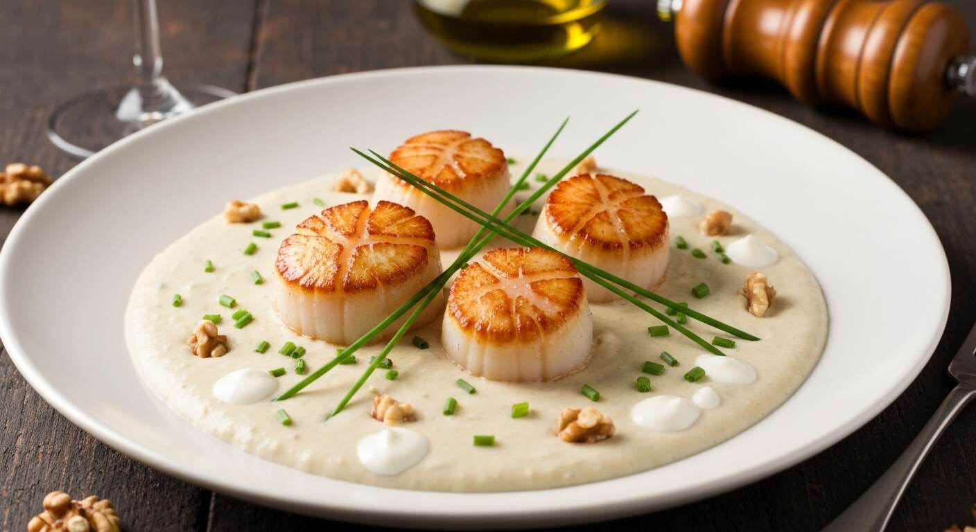 Recette coquilles Saint-Jacques à la crème de bleu