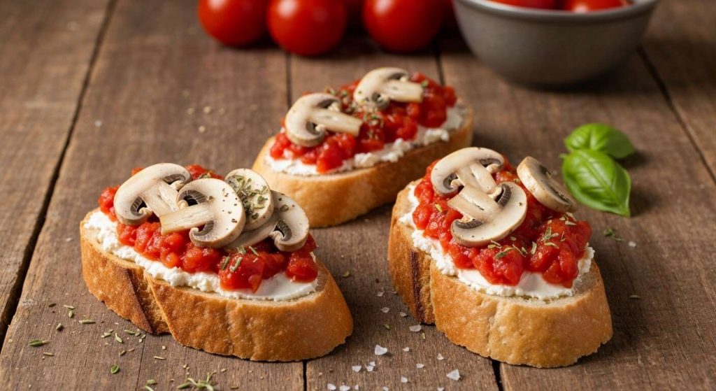 Recette Tartines Tomates, champignons et Fromage Frais