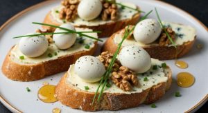 Toasts au bleu et œufs de caille : recette gourmande