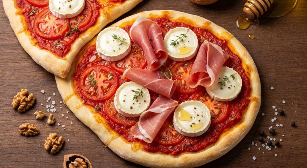 Pizza au fromage de chèvre et jambon cru : recette gourmande