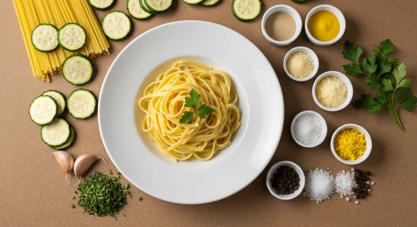 Linguine citron, courgette et crème de parmesan