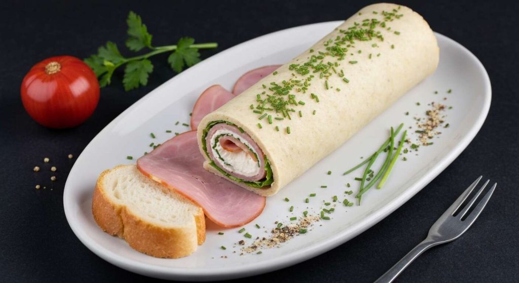 Roulé au jambon blanc et fromage frais ail et fines herbes : recette gourmande