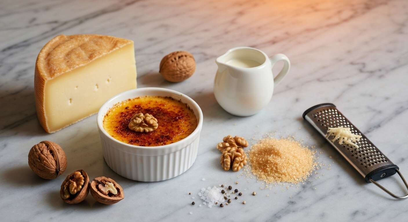 Crème brûlée au Maroilles et aux noix : recette gourmande