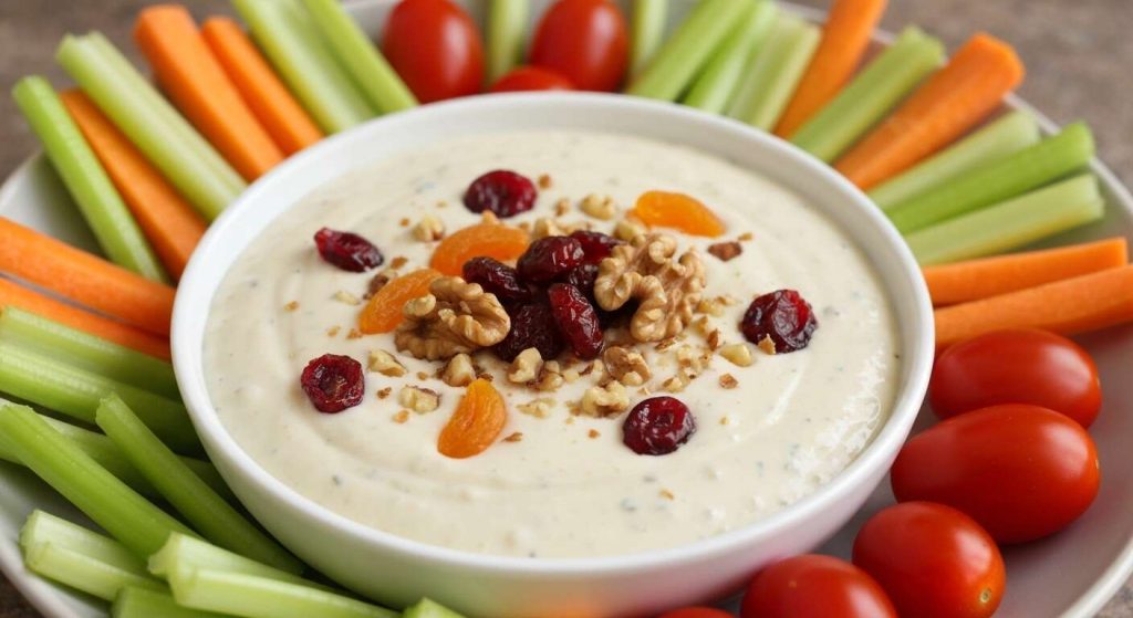 Sauce au fromage frais et fruits secs pour crudités