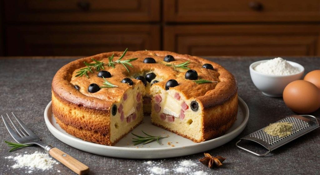 Cake aux lardons, olives et Brie : recette savoureuse