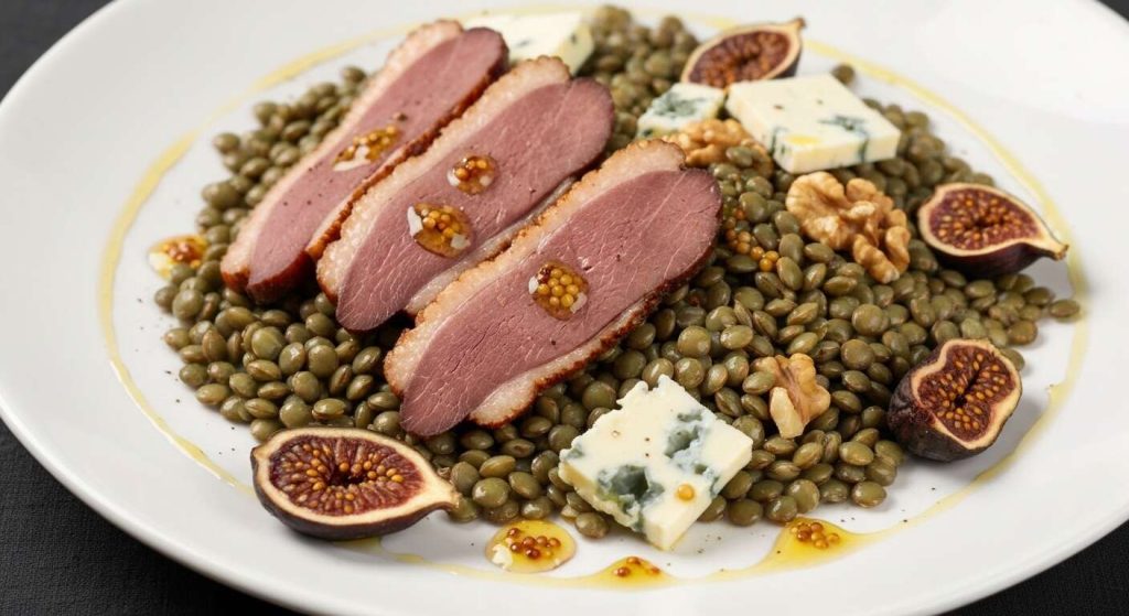 Recette de salade composée au bleu et magret de canard