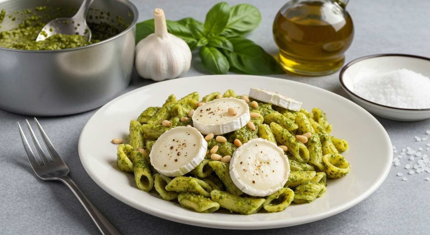 Pâtes au pesto et fromage de chèvre : la recette savoureuse