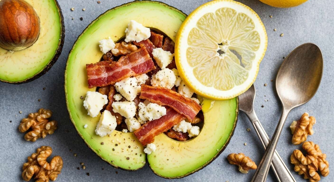 Recette Verrine Avocat, lard et Roquefort