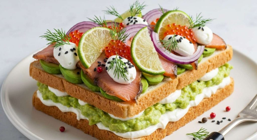 Sandwich Cake au Guacamole et Truite Fumée : recette Gourmande
