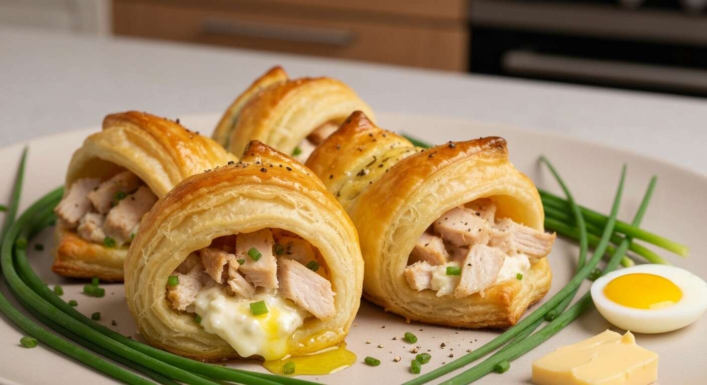 Feuilletés au poulet et fromage frais : recette gourmande et facile