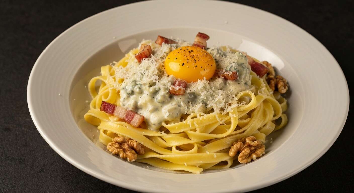 Pâtes fraîches : recette de sauce au bleu façon carbonara