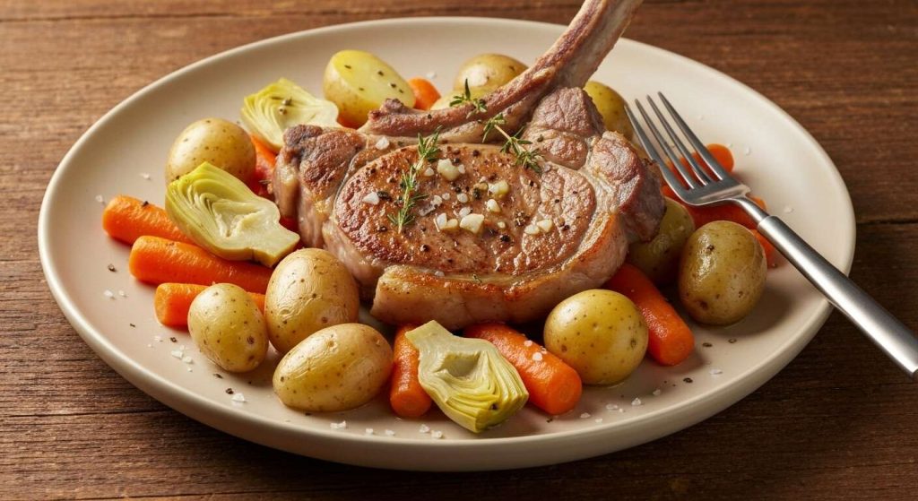 Côtes de veau rôties aux légumes : recette légère et savoureuse