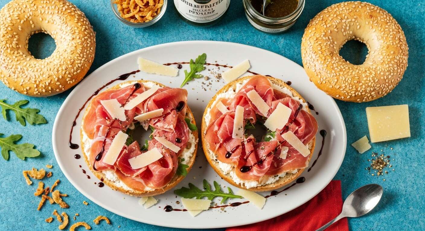 Recette de bagel : jambon cru et fromage