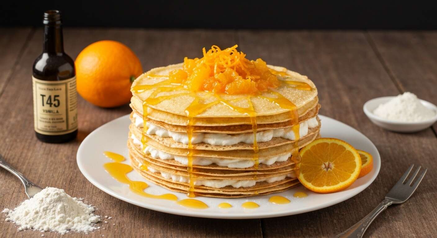 Gâteau de crêpes à l'orange et crème fouettée légère : une recette gourmande
