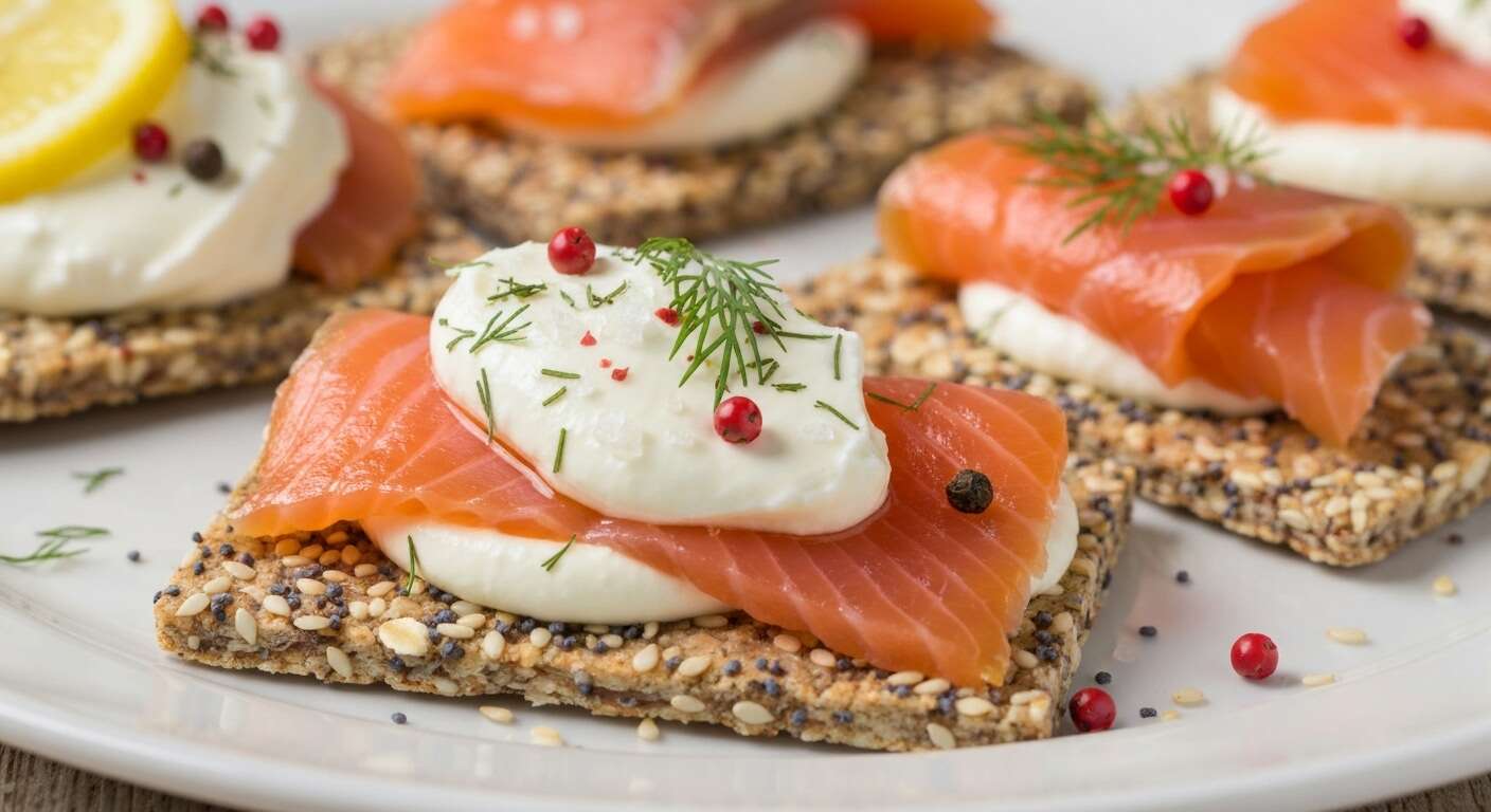 Crackers légers au saumon fumé et fromage frais