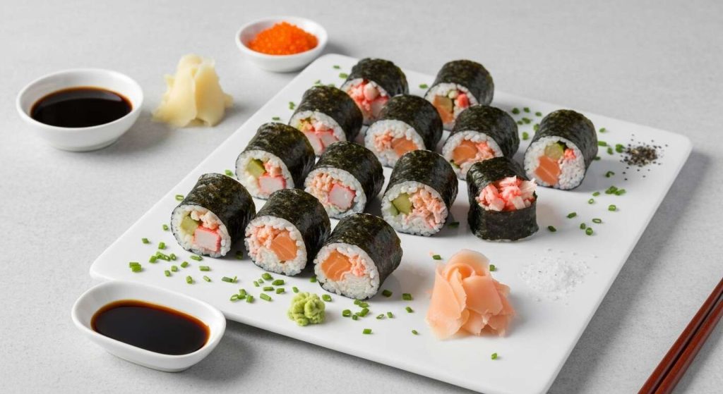 Maki maison légers : rillettes de crabe et saumon sans riz