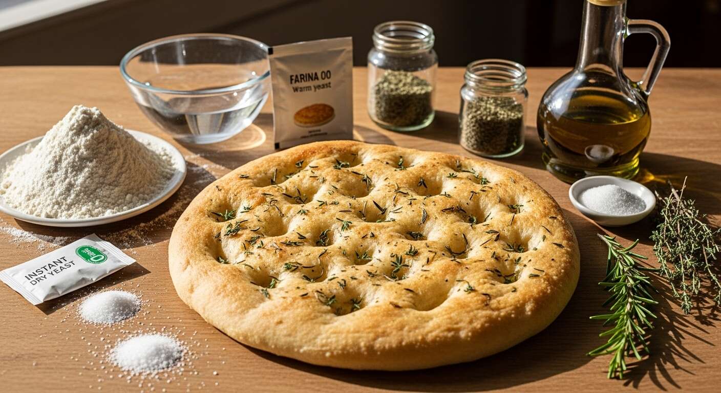 Focaccia légère au thym et romarin : recette savoureuse