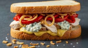 Sandwich au poulet grillé et fromage bleu : recette savoureuse
