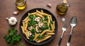 Poêlée de pâtes légère au chou et champignons : recette facile et saine