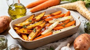 Frites légères de légumes au four : recette minceur facile