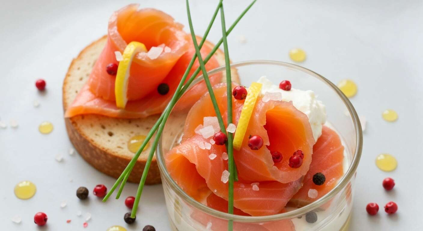 Verrines Saumon, pain d'Épices et Fromage Frais : recette Gourmande