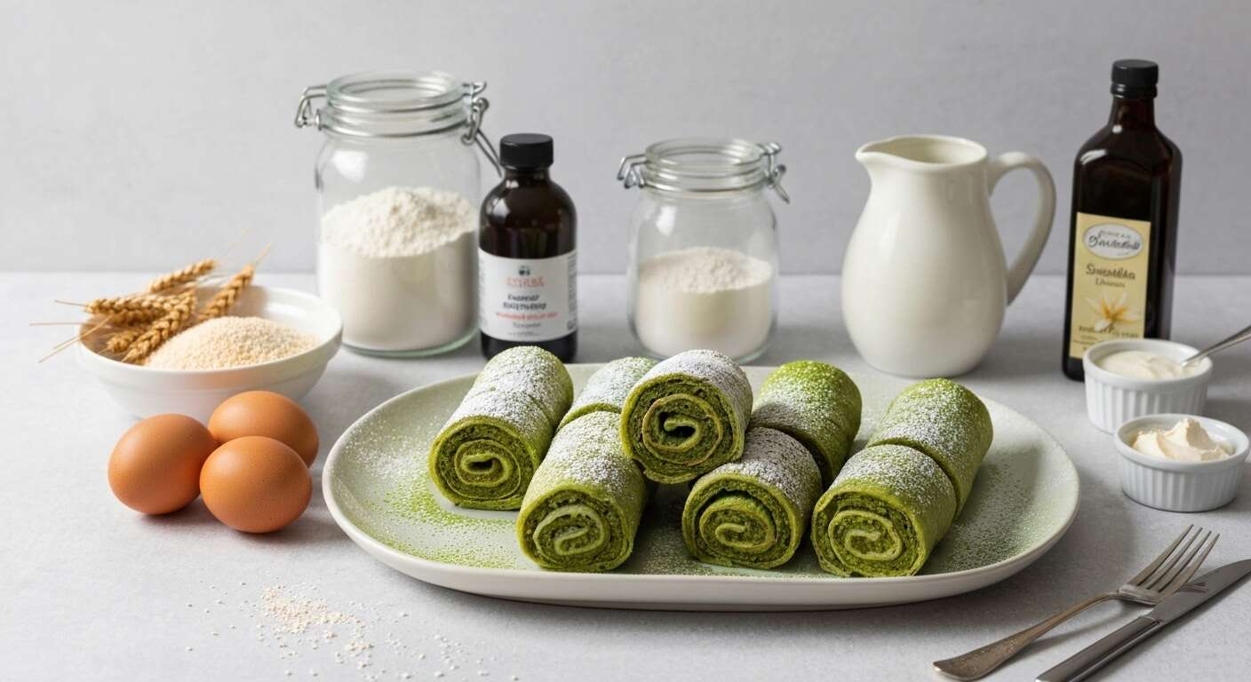 Roulés au thé vert matcha et crème vanillée : recette légère et savoureuse