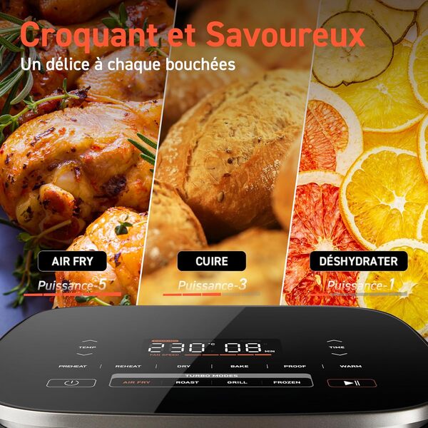 COSORI Air Fryer Turboblaze DC Moteur avec des surfaces revêtues à 100% de Céramique,Easy Fryer 5 Vitesses de Vent Réglables,Friteuse à Air,Économis d'Énergie de 64%,Friteuse à air livre de recettes