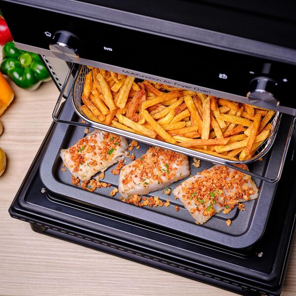 Moulinex Easy Fry air fryer, multicuiseur et four, 20 L, 10 programmes, friteuse sans huile, 3 niveaux de cuisson, compact, extra crisp, noir, AL605820
