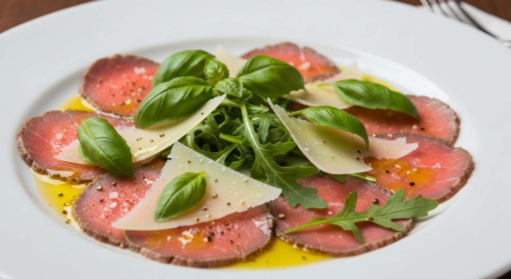 Carpaccio de veau léger : recette au parmesan et basilic