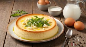 Flan léger à la roquette et feta : recette savoureuse