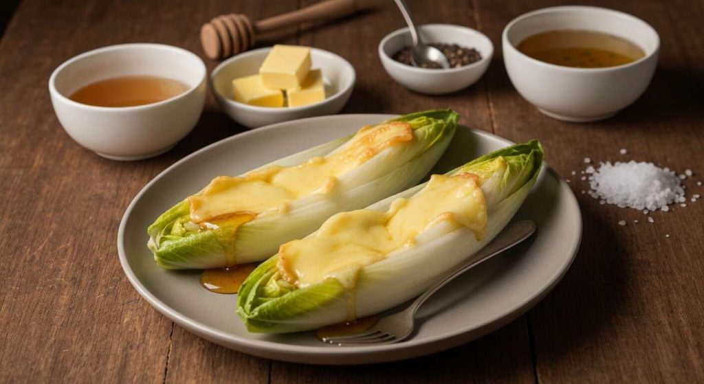 Endives braisées au miel et fromage à raclette : recette gourmande