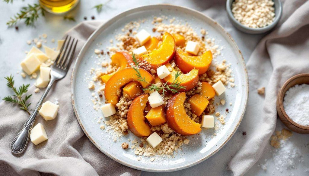 Crumble léger de potimarron et viande des Grisons : recette savoureuse et gourmande