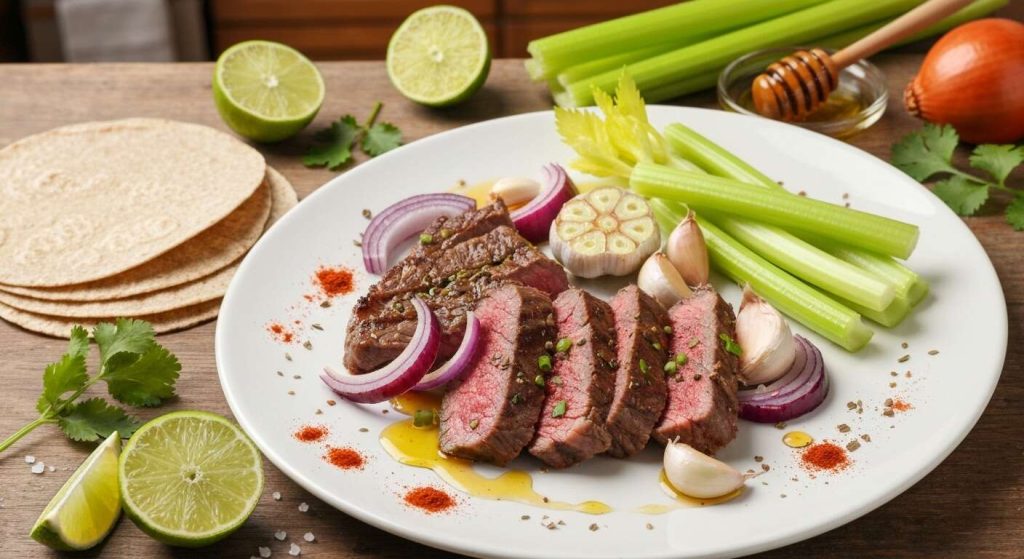 Fajitas légères au céleri et bœuf caramélisé : recette croquante