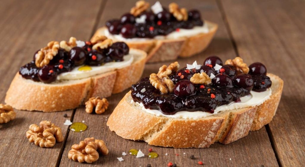 Tapas au fromage de brebis et cerise noire : recette délicieuse