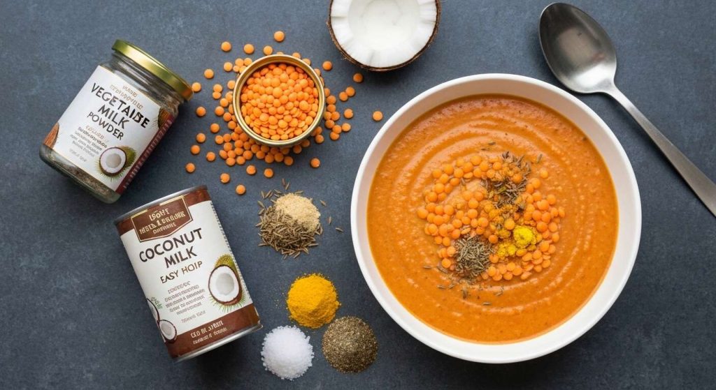 Velouté léger de lentilles corail et lait de coco : recette facile