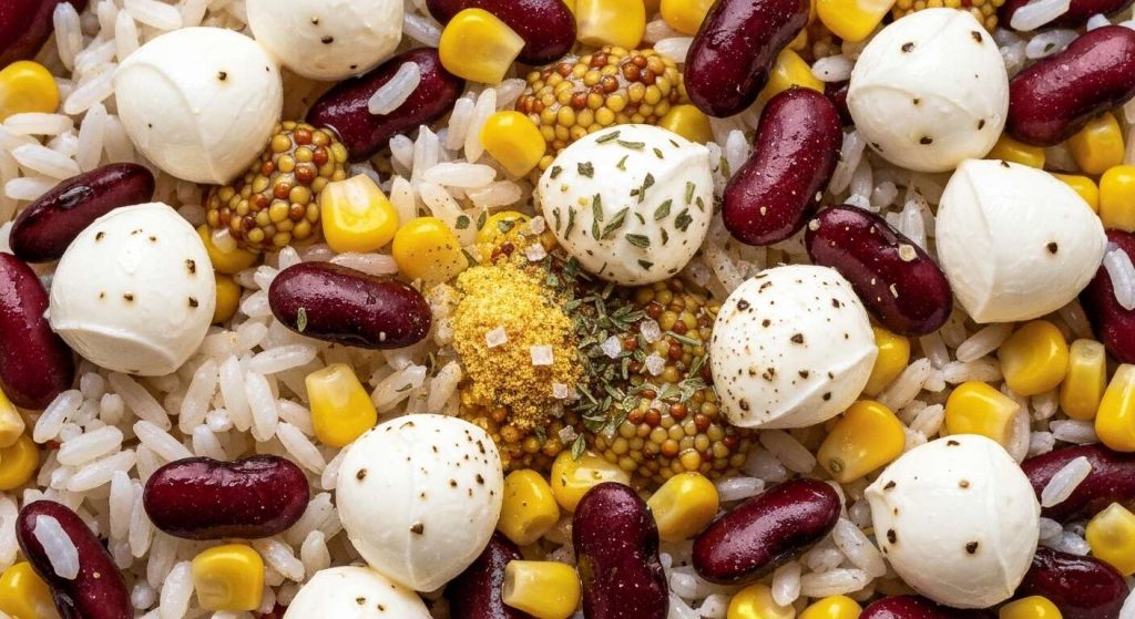 Salade de riz aux haricots rouges et billes de fromage : recette savoureuse