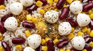 Salade de riz aux haricots rouges et billes de fromage : recette savoureuse